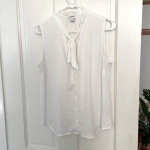 J.Crew sleeveless tie-neck white blouse sz S
